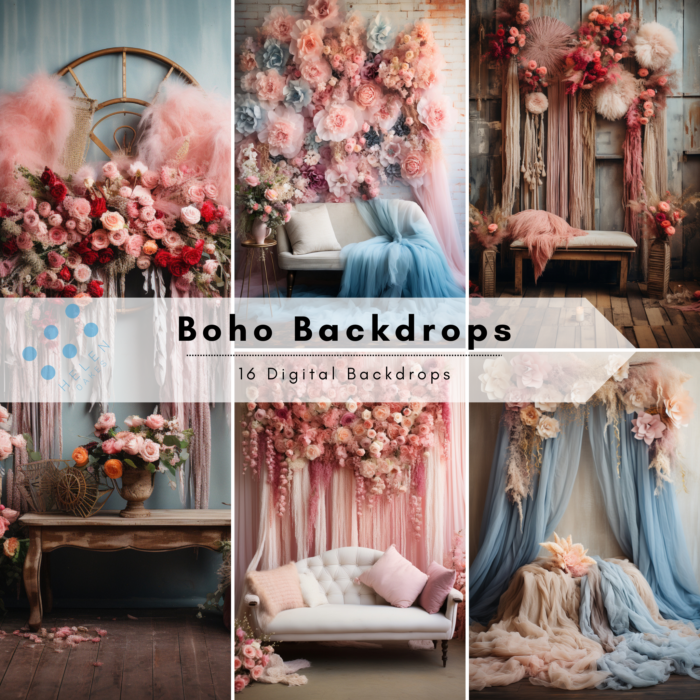 16 Boho Digital Backdrops Photographer