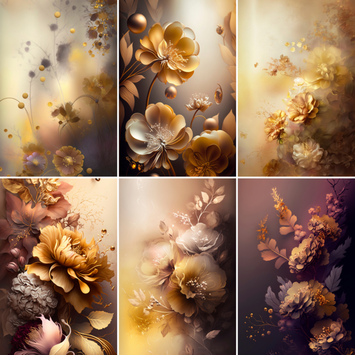 12 GOLDEN FLORAL DIGITAL BACKDROPS Photographer