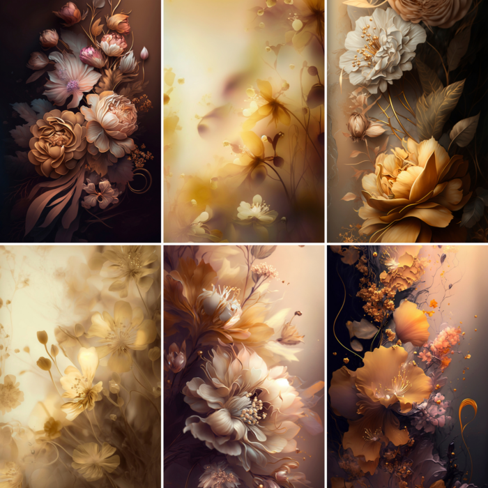12 GOLDEN FLORAL DIGITAL BACKDROPS Photographer