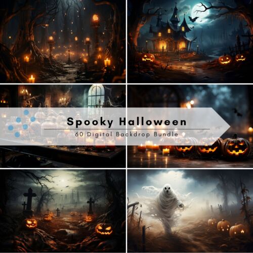 Spooky Halloween Backdrops Mock Ups