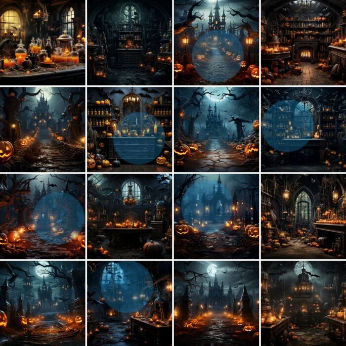 Spooky Halloween Backdrops Mock Ups